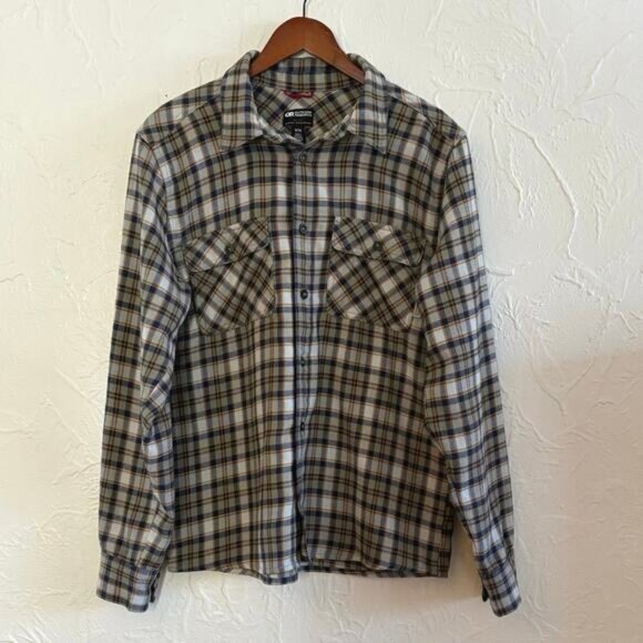 Outdoor Research Mens Size M Feedback Flannel Twill Shirt Plaid UPF 50 Gorpcore - Picture 1 of 11
